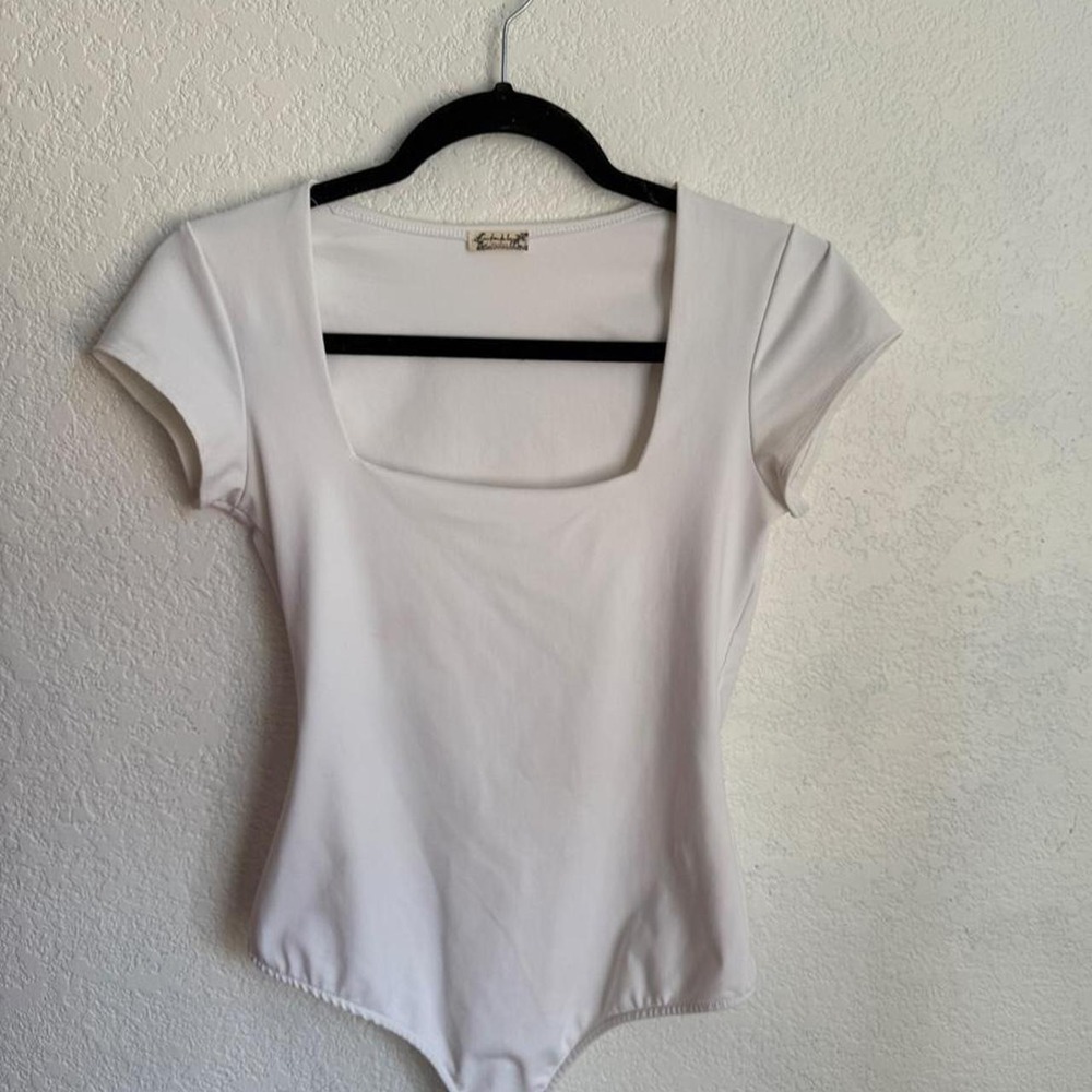 Intimately Free People Fair and Square Neck Duo Bodysuit White Square Neck